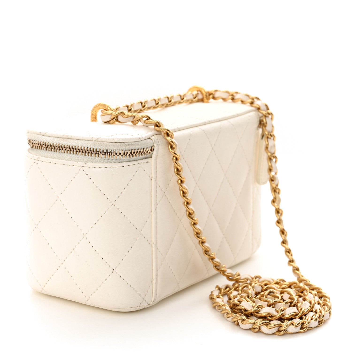 Chanel Lambskin Quilted Small CC Dynasty Vanity Case With Chain White 3 of 15
