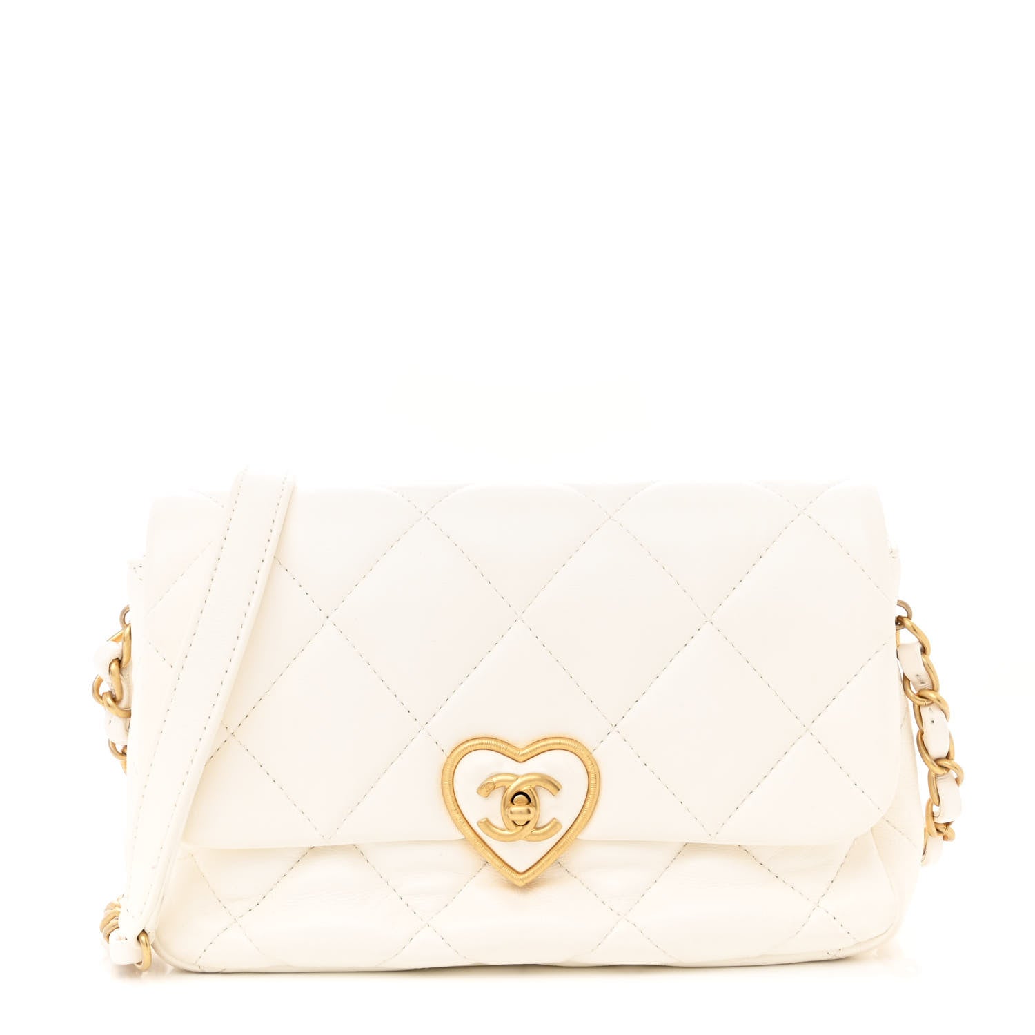 Chanel Lambskin Plexiglass Quilted Coco Love Flap White 1 of 12