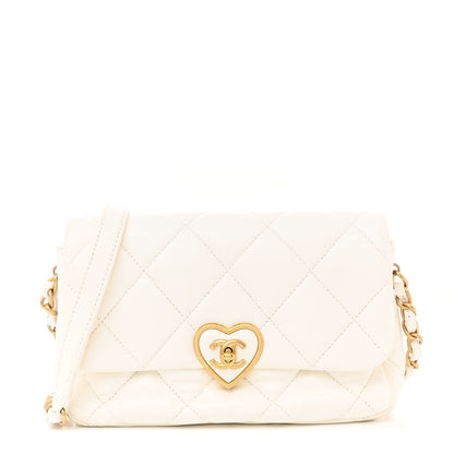 Chanel Lambskin Plexiglass Quilted Coco Love Flap White 1 of 12