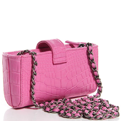 Chanel Alligator Mini Phone Holder Crossbody Bag Pink 3 of 7