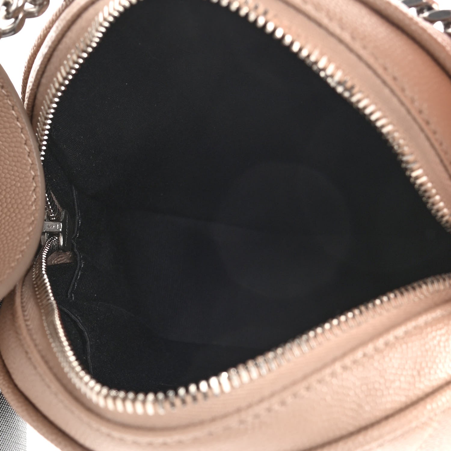 Saint Laurent Grain De Poudre Matelasse Chevron Quilted Round Vinyle Camera Bag Gold Sand 4 of 8