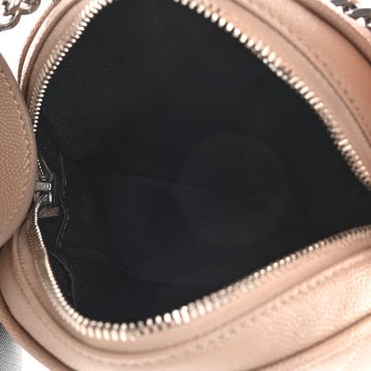Saint Laurent Grain De Poudre Matelasse Chevron Quilted Round Vinyle Camera Bag Gold Sand 4 of 8