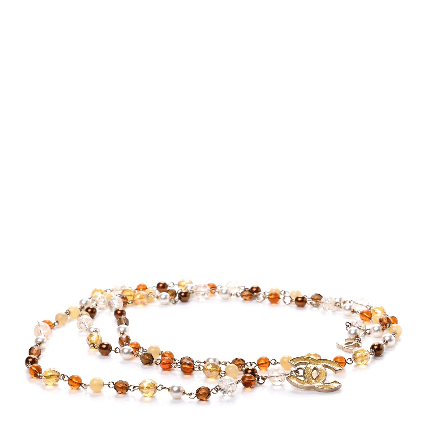 Chanel Beaded Pearl CC Belt Brown Gold 1 of 4