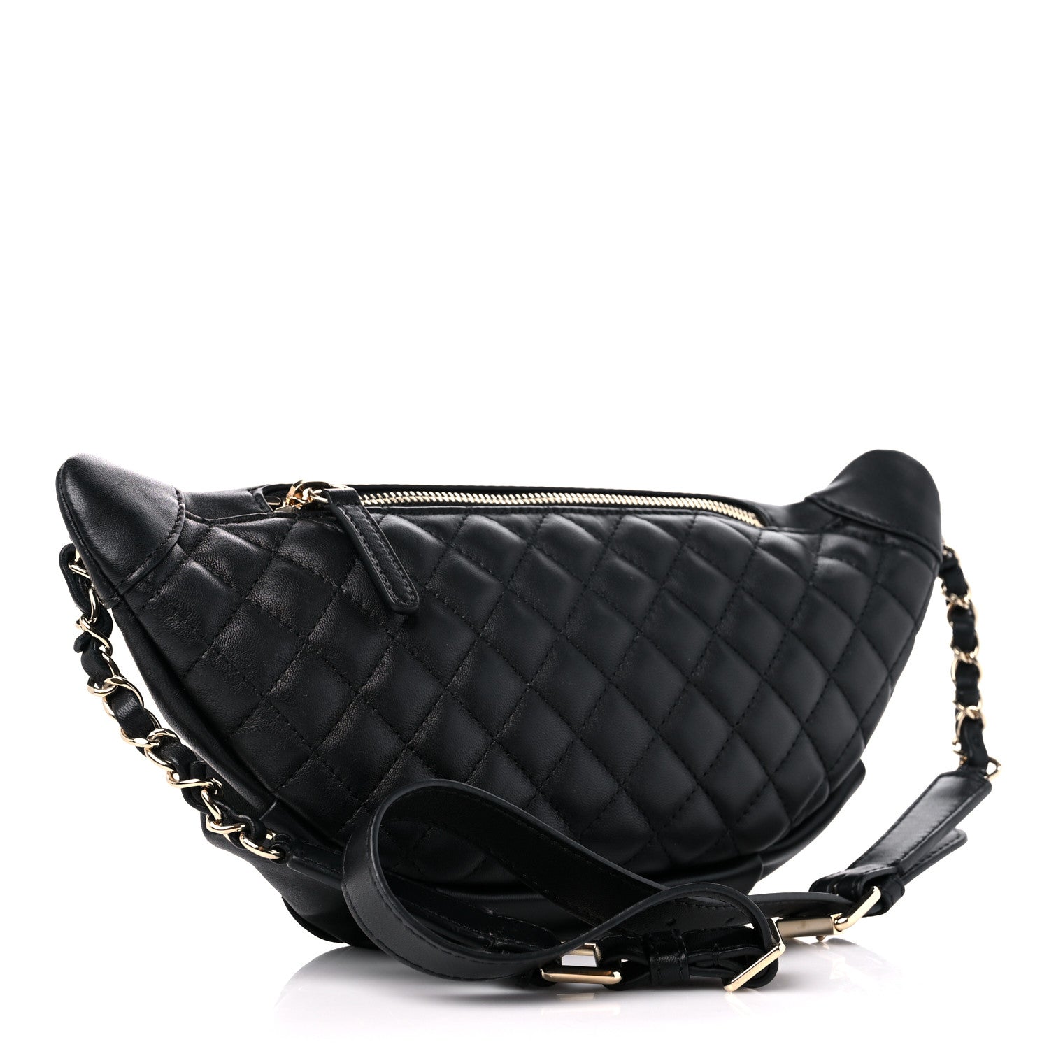 Chanel Lambskin Quilted Waist Bag Fanny Pack Black 3 of 9