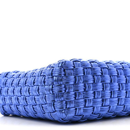 Salvatore Ferragamo Metallic Woven Calfskin Trifolio Shoulder Bag Bluette 8 of 9