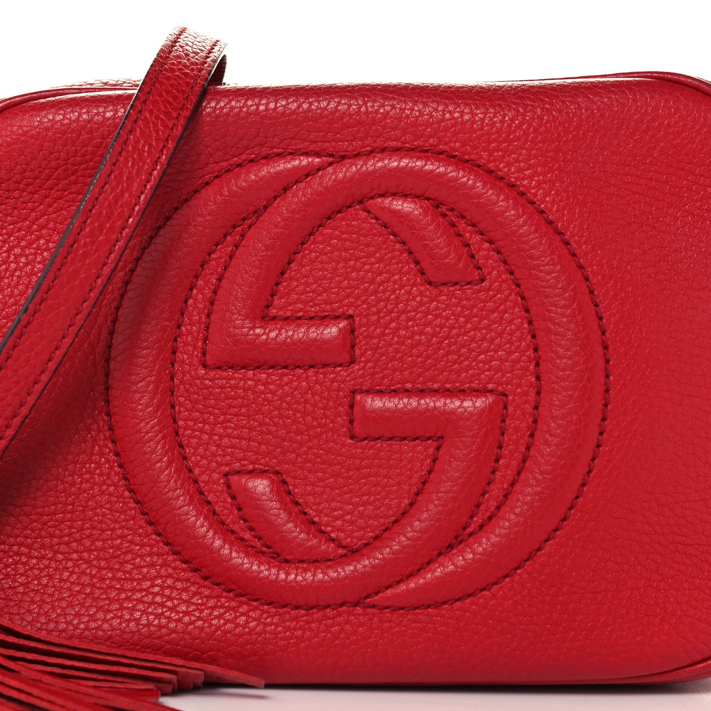 Pebbled Calfskin Small Soho Disco Bag Vibrant Red