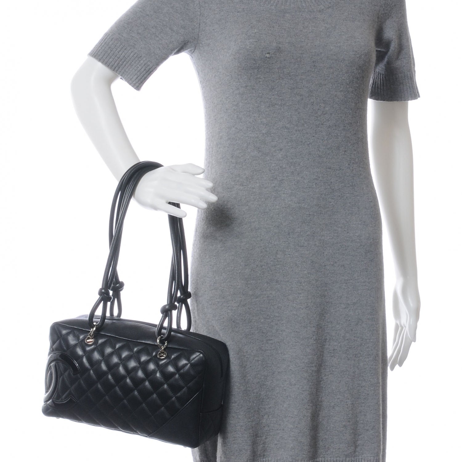 Chanel Calfskin Quilted Large Cambon Bowler Black 2 of 8