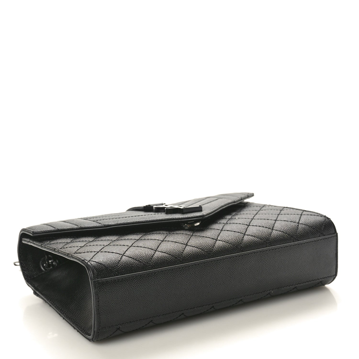 Saint Laurent Grain De Poudre Textured Mixed Matelasse Triquilt Medium Monogram Monochrome Satchel Black 4 of 9