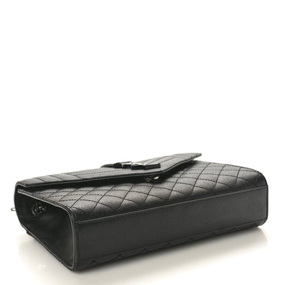 Saint Laurent Grain De Poudre Textured Mixed Matelasse Triquilt Medium Monogram Monochrome Satchel Black 4 of 9