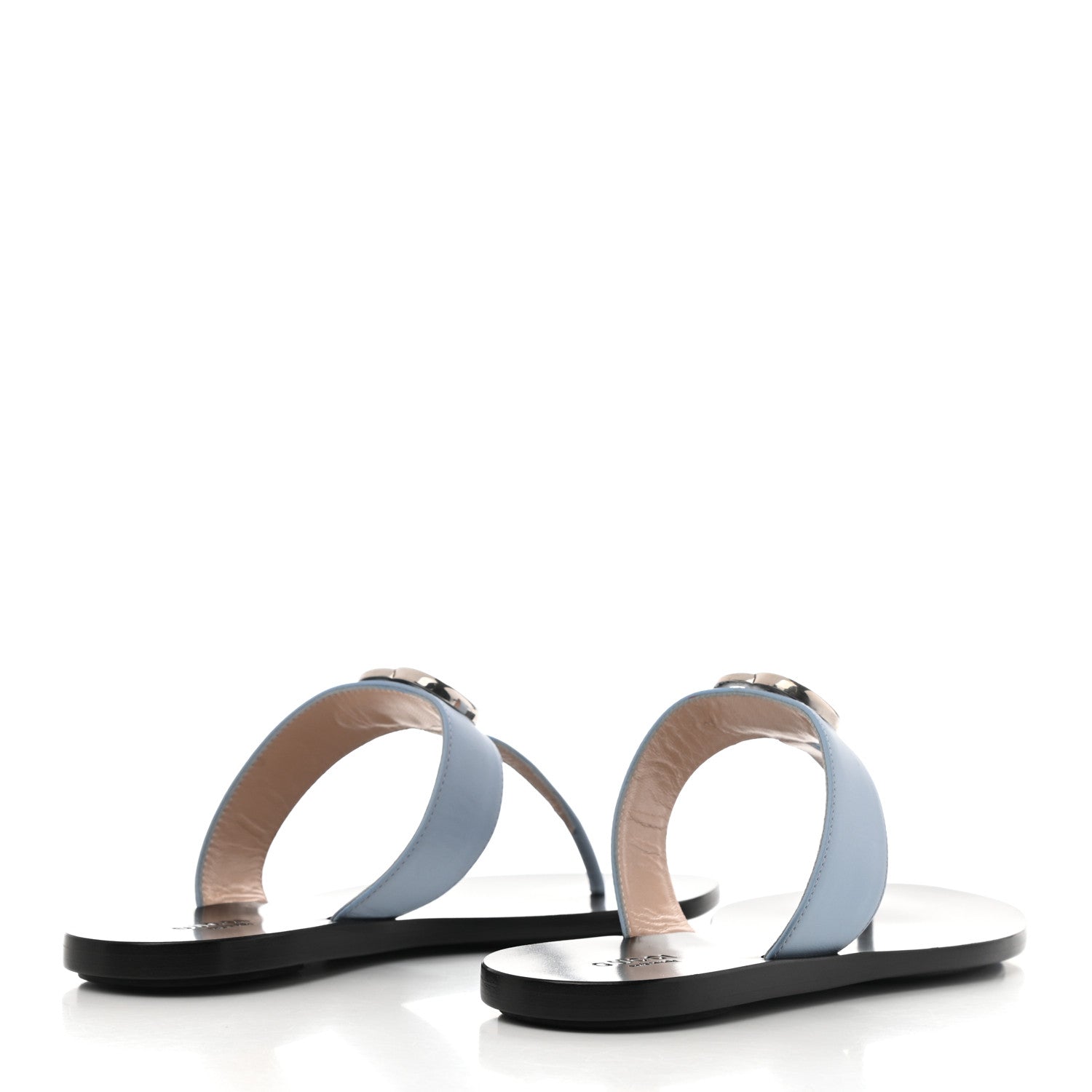 Gucci Calfskin GG Marmont Thong Sandals 36.5 Porcelain Light Blue 4 of 8