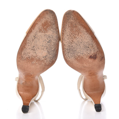 Chanel Lambskin Cap Toe CC Slingback Sandals 35.5 White Beige 5 of 17