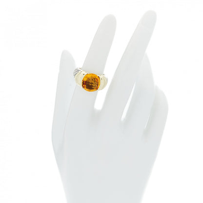 David Yurman Sterling Silver 14K Yellow Gold Citrine 10mm Cable Capri Ring 52 6 2 of 4