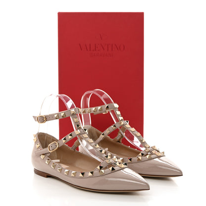 Valentino Garavani Patent Rockstud Cage Ballerina Flats 36 Poudre 9 of 9