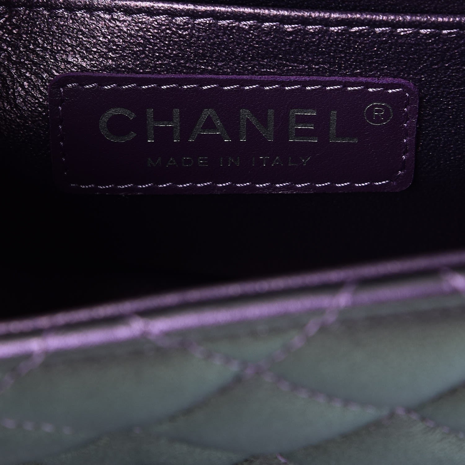 Chanel Iridescent Lambskin Quilted Mini Square Flap Dark Purple 6 of 8