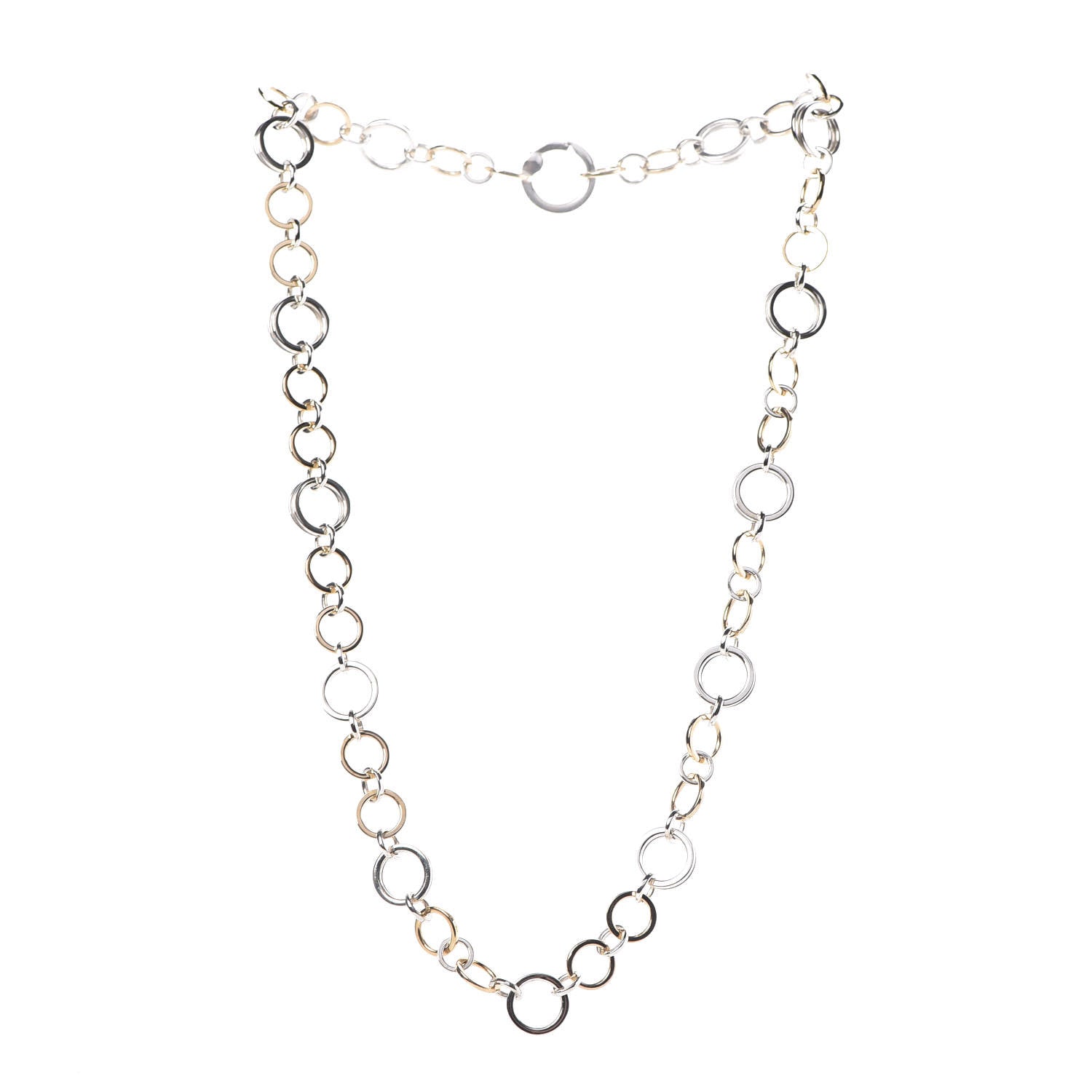 Tiffany 18K Yellow Gold Sterling Silver Circle Link Necklace 3 of 5
