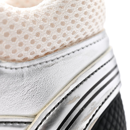 Chanel Fabric Laminated Calfskin Stretch CC Womens Sneakers 38 White Silver 10 of 11