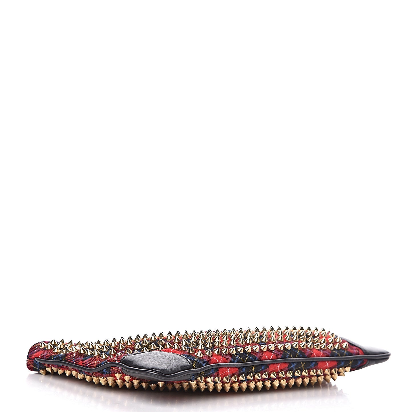 Calfskin Tartan Studded Loubiposh Clutch