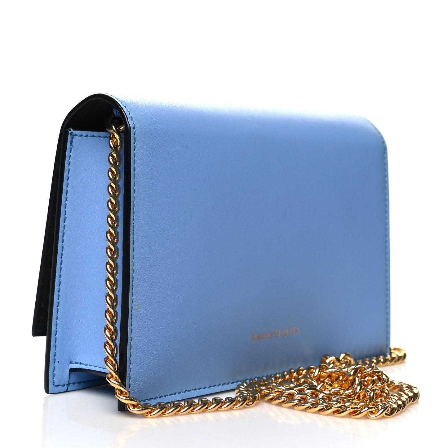 Calfskin Mini Skull Chain Crossbody Bag Blue