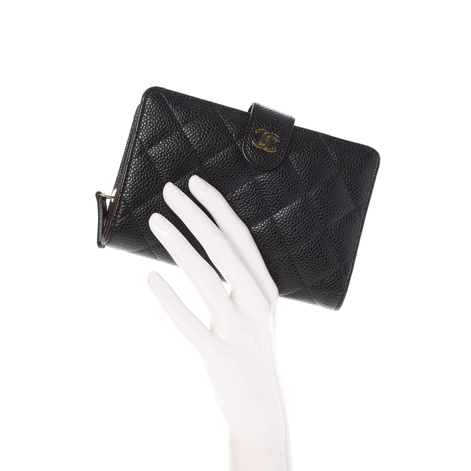 Chanel Caviar Quilted Zipped Pocket Wallet Black 2 of 9
