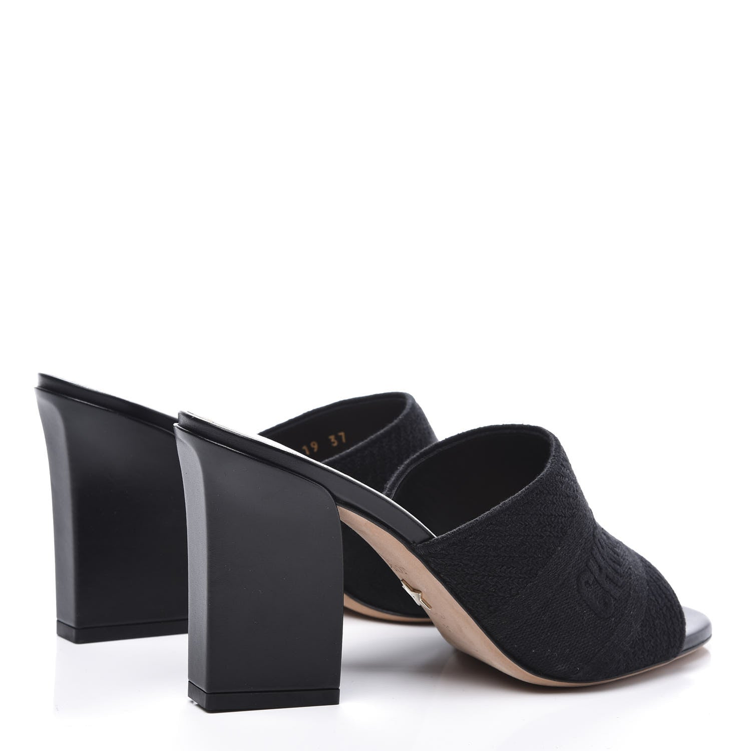 Christian Dior Cotton Embroidered Dway 85mm Slide Sandals 37 Black 4 of 10