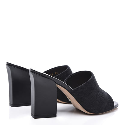 Christian Dior Cotton Embroidered Dway 85mm Slide Sandals 37 Black 4 of 10
