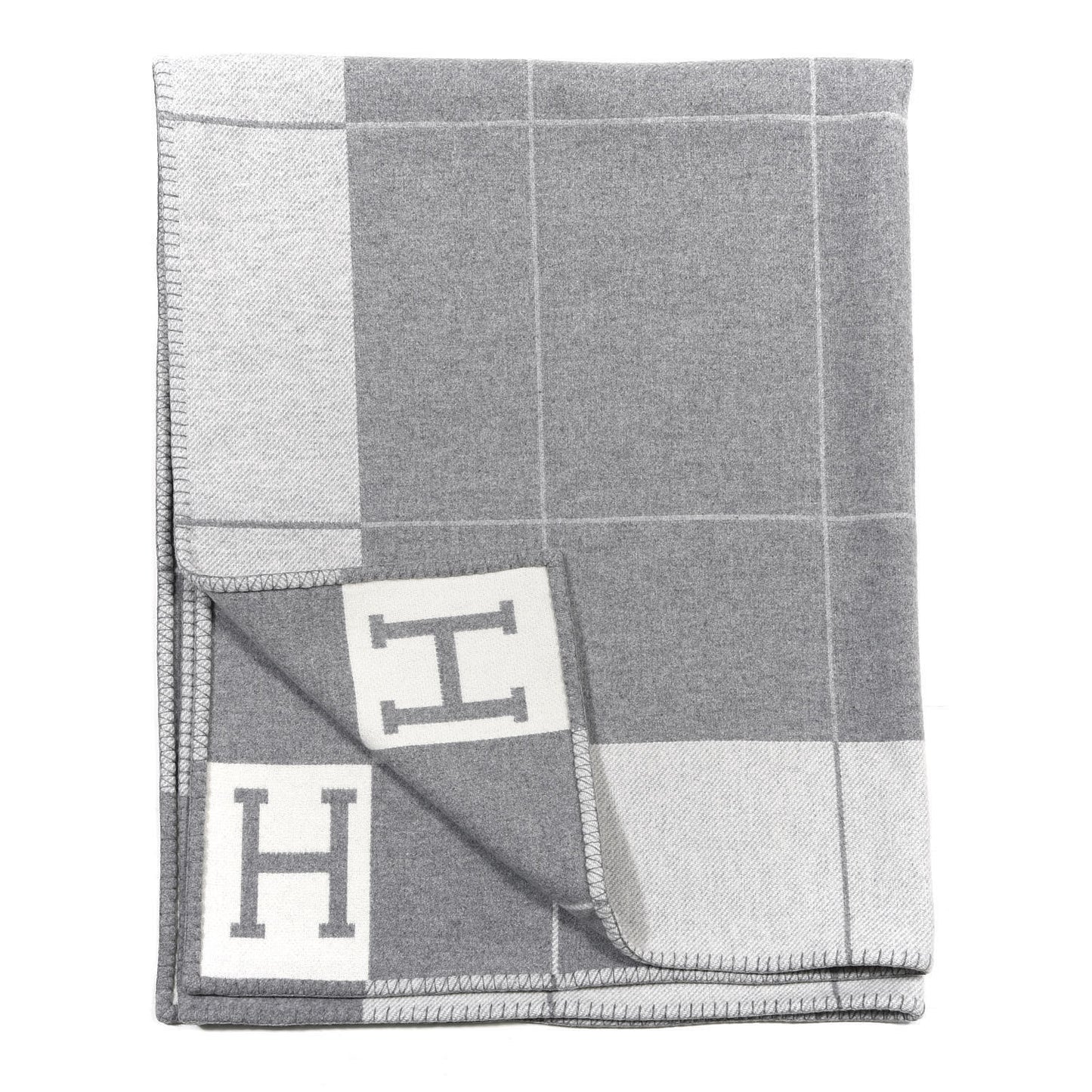 Wool Cashmere Avalon III Blanket Ecru Gris Clair