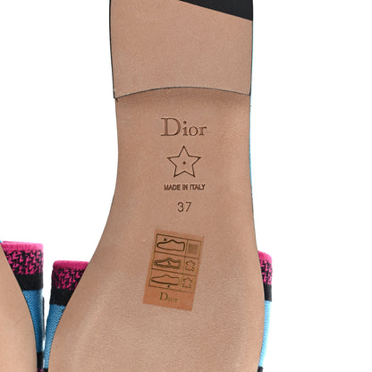 Christian Dior Canvas D-Jungle Pop Embroidered Dway Flat Slide Sandals 37 Bright Blue Pink Multicolor 6 of 9