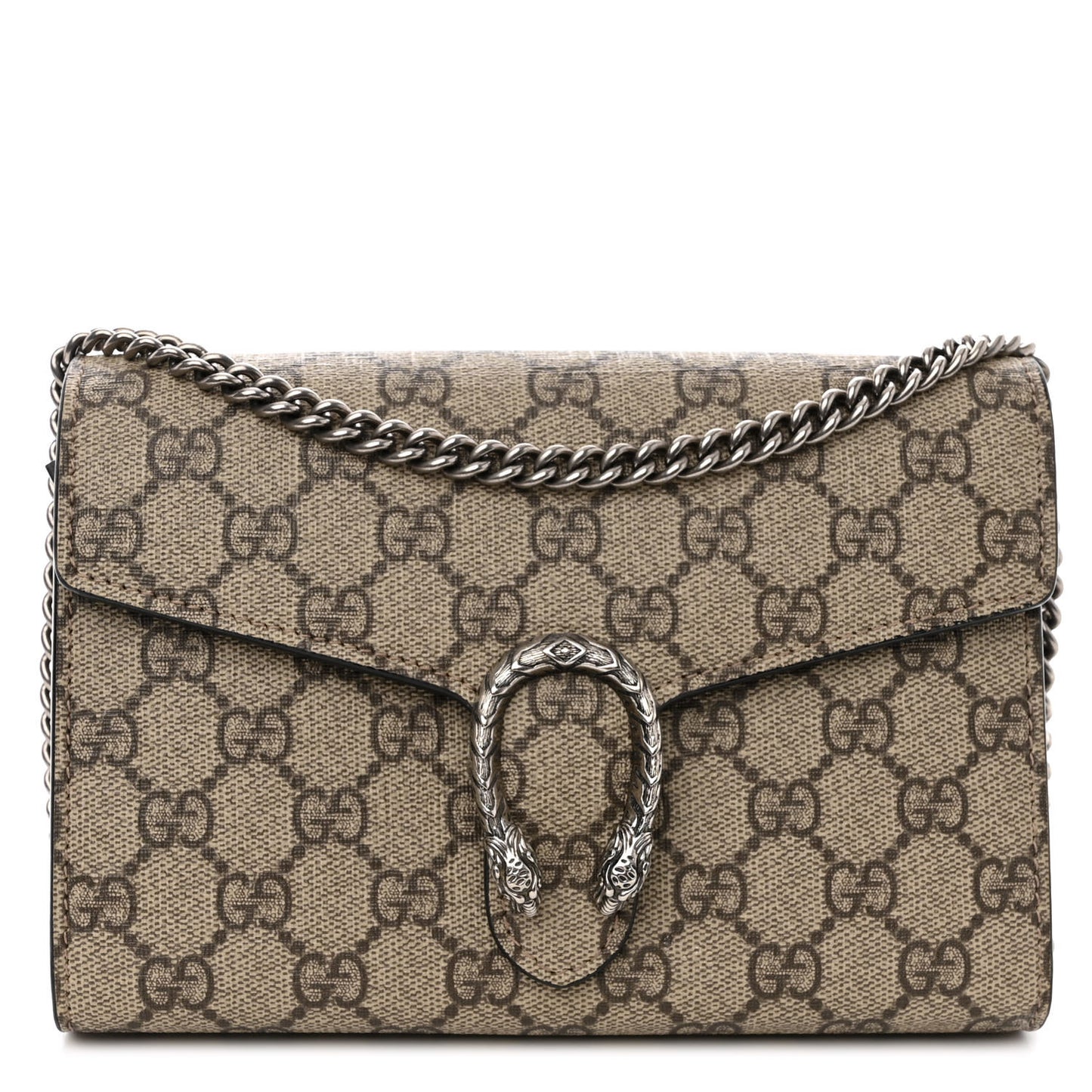 GG Supreme Monogram Mini Dionysus Chain Wallet Beige Black