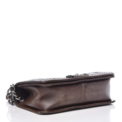 Chanel Faded Calfskin Quilted Medium Studded Boy Flap Beige 4 of 11