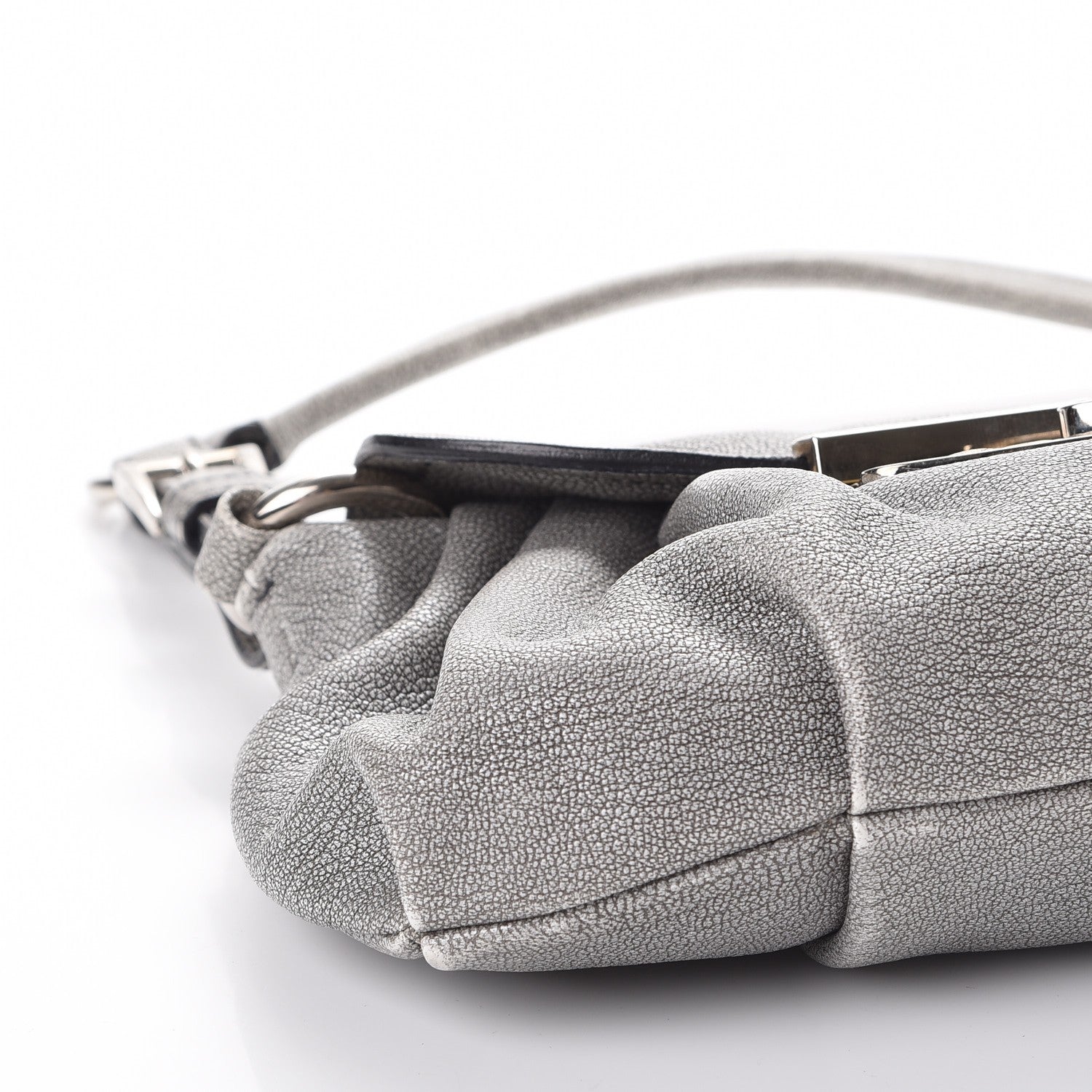 Prada Metallic Goatskin Shoulder Flap Bag Silver 8 of 9