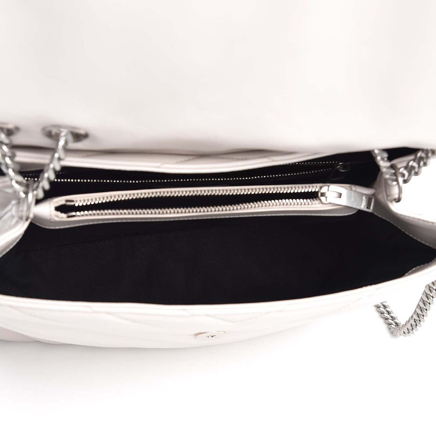 Calfskin Y Quilted Monogram Medium Loulou Chain Satchel Ivory