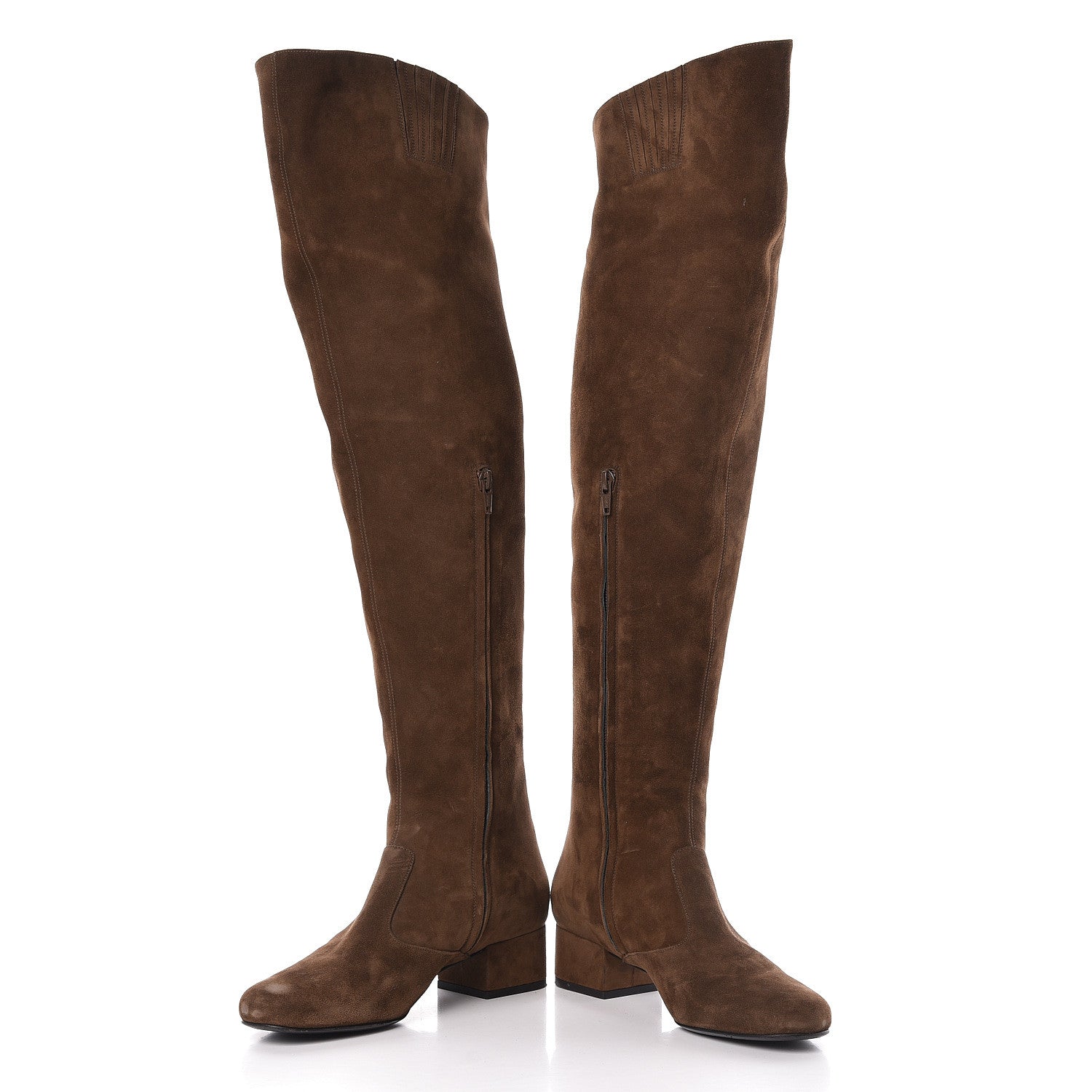 Saint Laurent Suede Babies 40 Over The Knee Boots 38 Brown 6 of 11