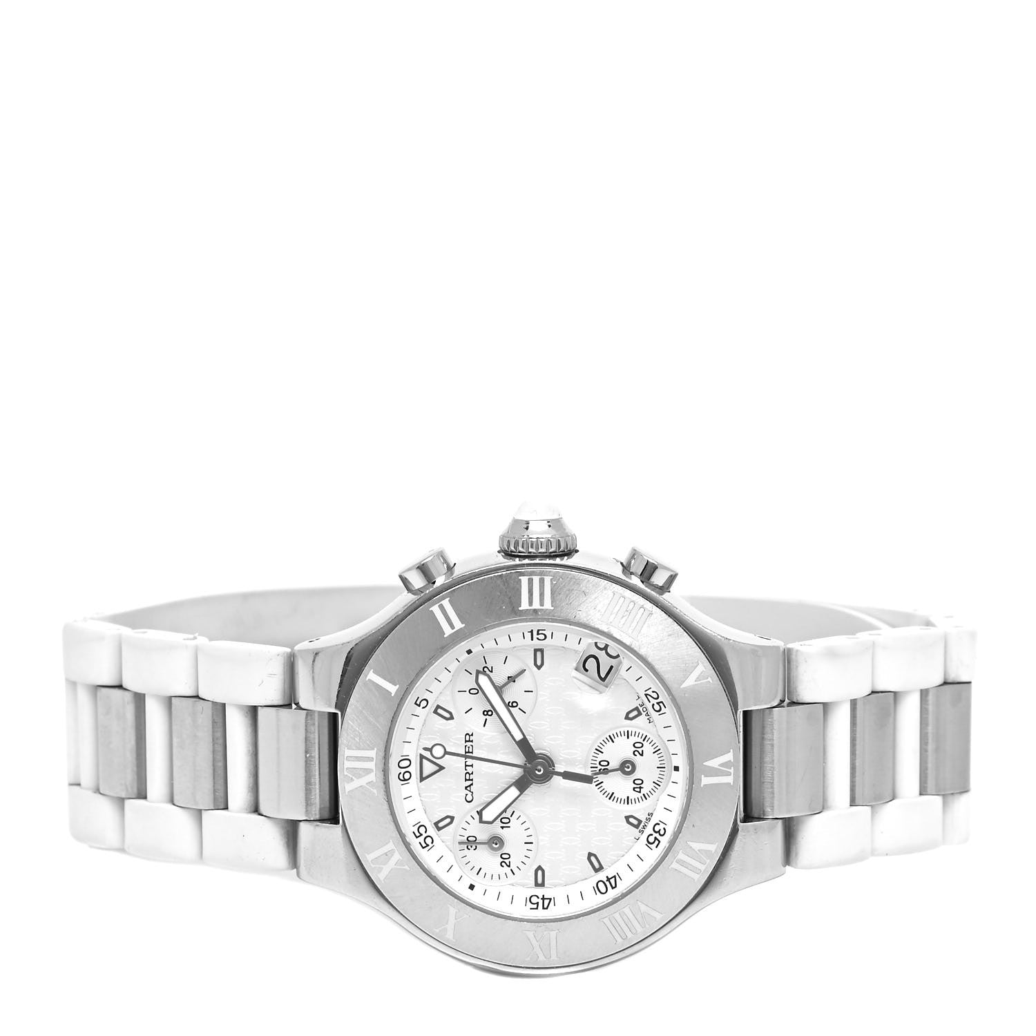Cartier Stainless Steel Rubber 32mm Must 21 Chronoscaph Quartz Watch 2 of 4