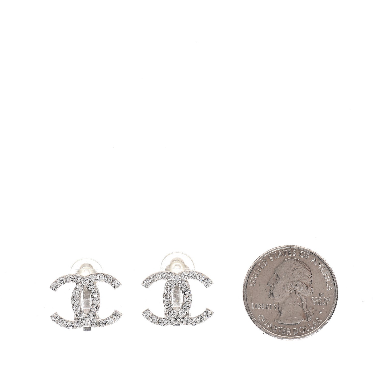 Crystal CC Clip On Earrings Silver