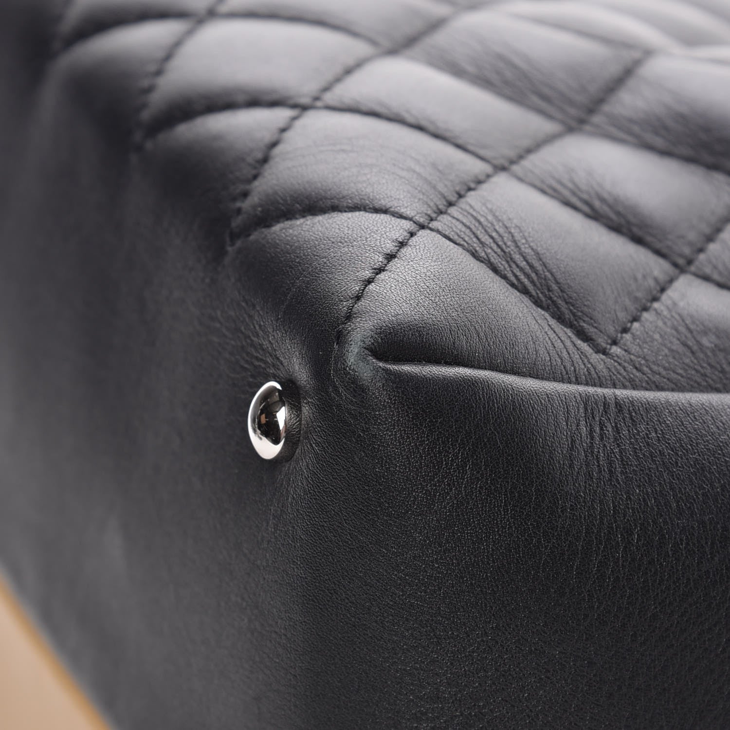 Chanel Calfskin Quilted Feather Weight Bowling Bag Black Beige 9 of 11