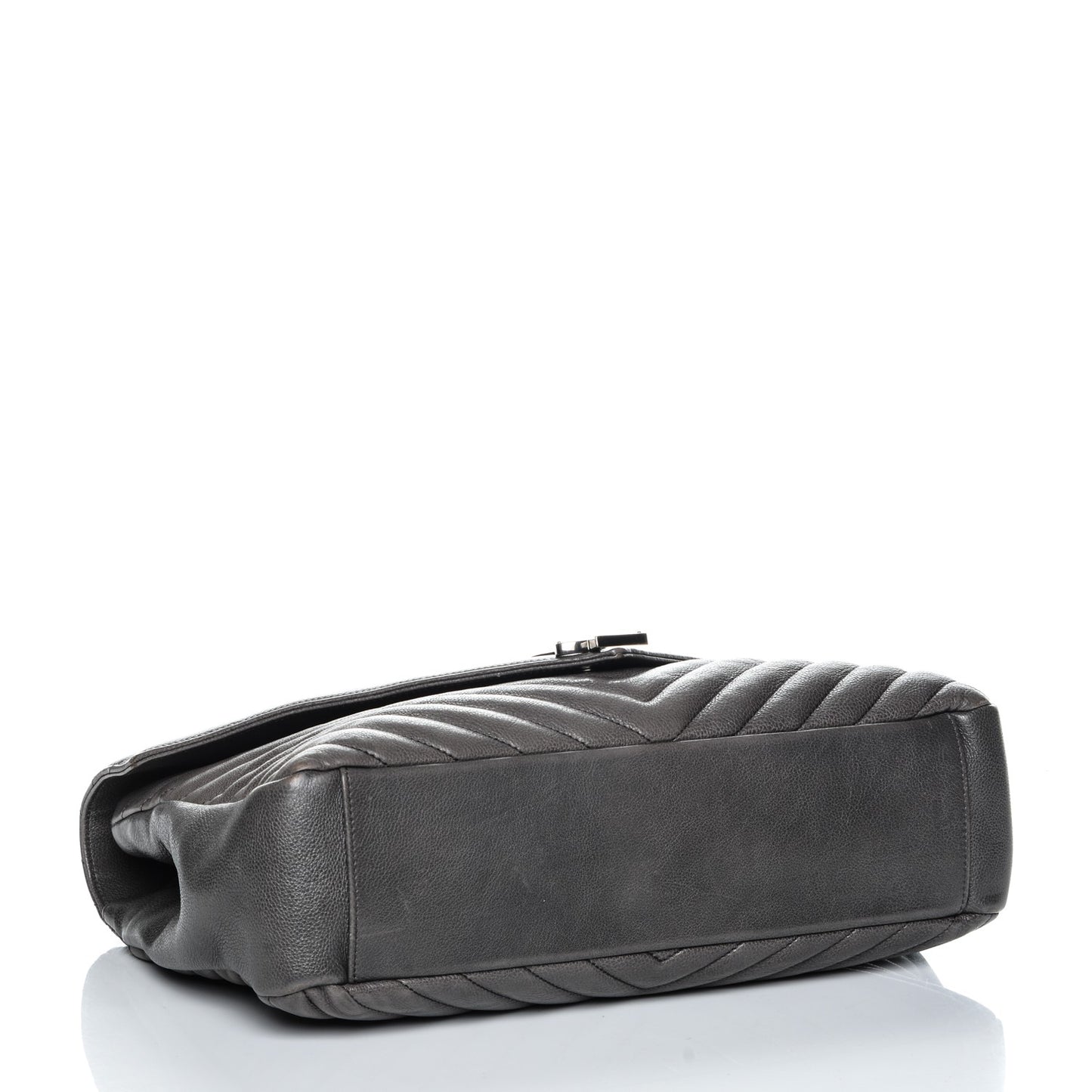Sheepskin Matelasse Chevron Monogram Large College Satchel Dark Anthracite