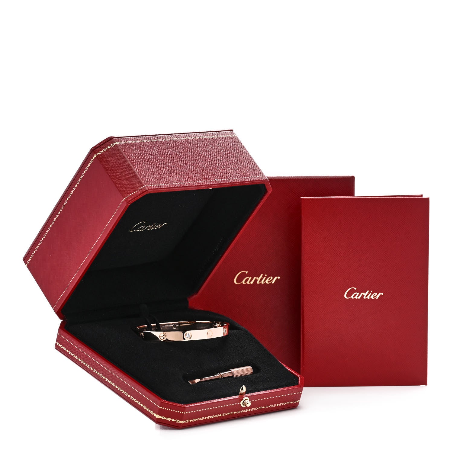 Cartier 18K Pink Gold 4 Diamond LOVE Bracelet 18 7 of 7