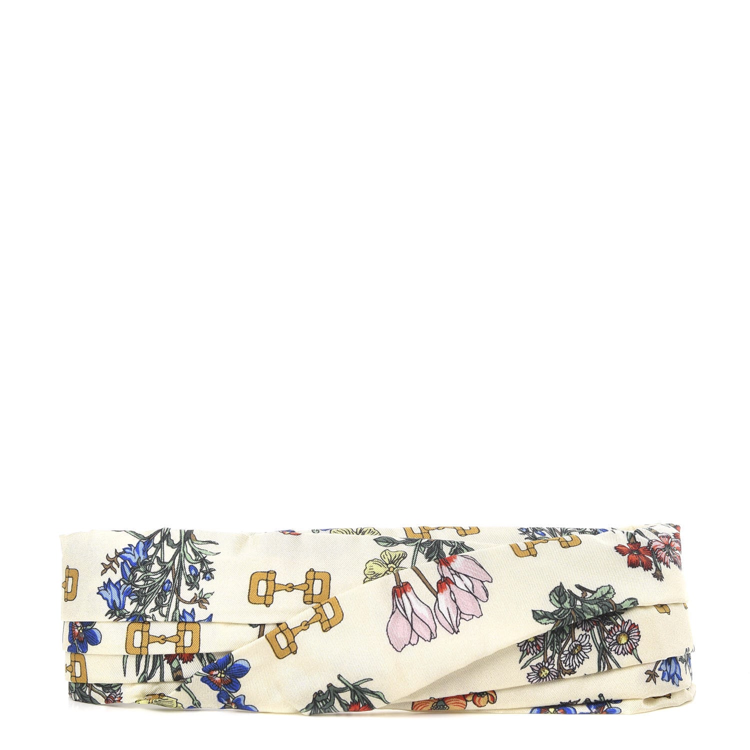 Gucci Silk Floral Stirrup Print Headband Natural 1 of 6