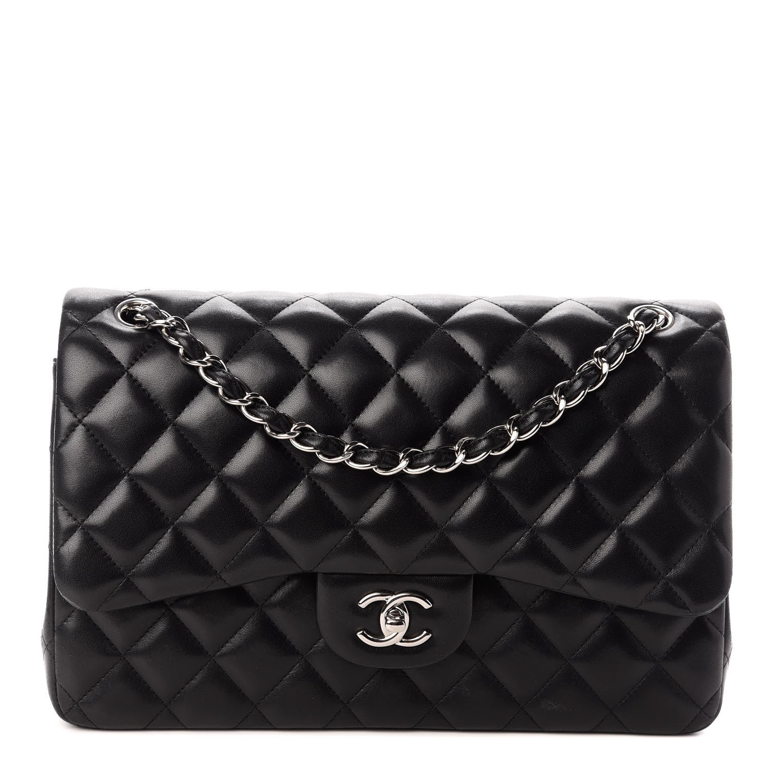Chanel Lambskin Quilted Jumbo Double Flap Black 1 of 9