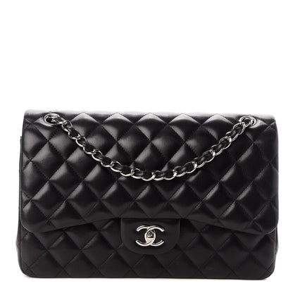 Chanel Lambskin Quilted Jumbo Double Flap Black 1 of 9