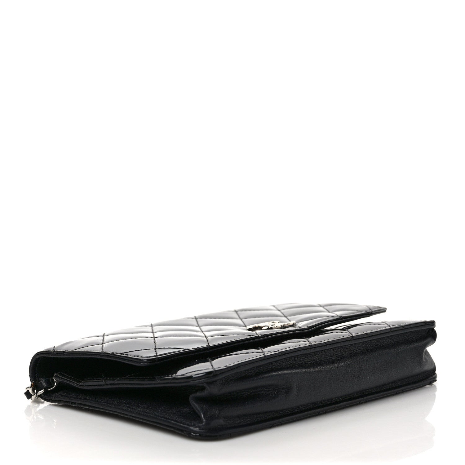 Chanel Patent Quilted Brilliant Wallet On Chain WOC Black 4 of 10