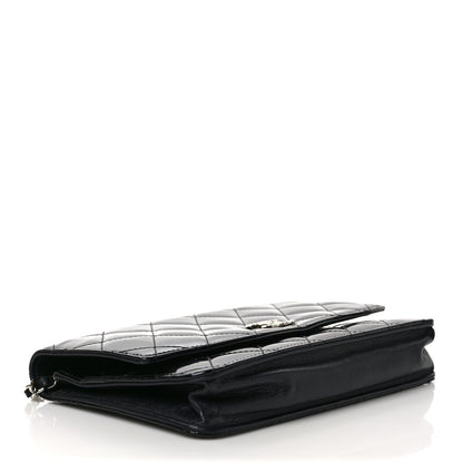 Chanel Patent Quilted Brilliant Wallet On Chain WOC Black 4 of 10