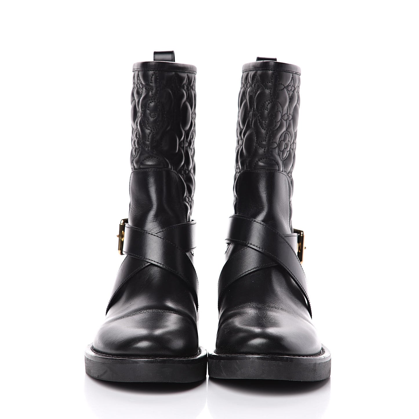 Calfskin Embossed Monogram Rebellion Half Boots 37.5 Black