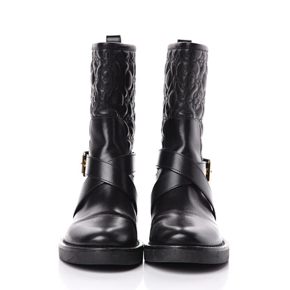 Louis Vuitton Calfskin Embossed Monogram Rebellion Half Boots 37.5 Black 2 of 9