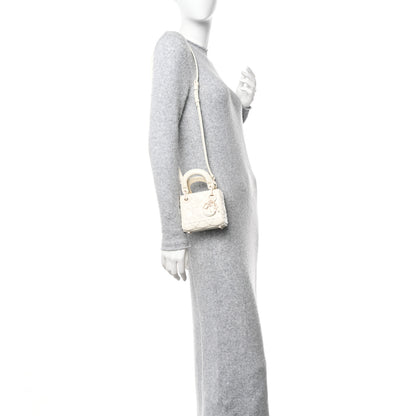 Christian Dior Calfskin Cannage Diamond Micro Lady Dior Latte 2 of 10