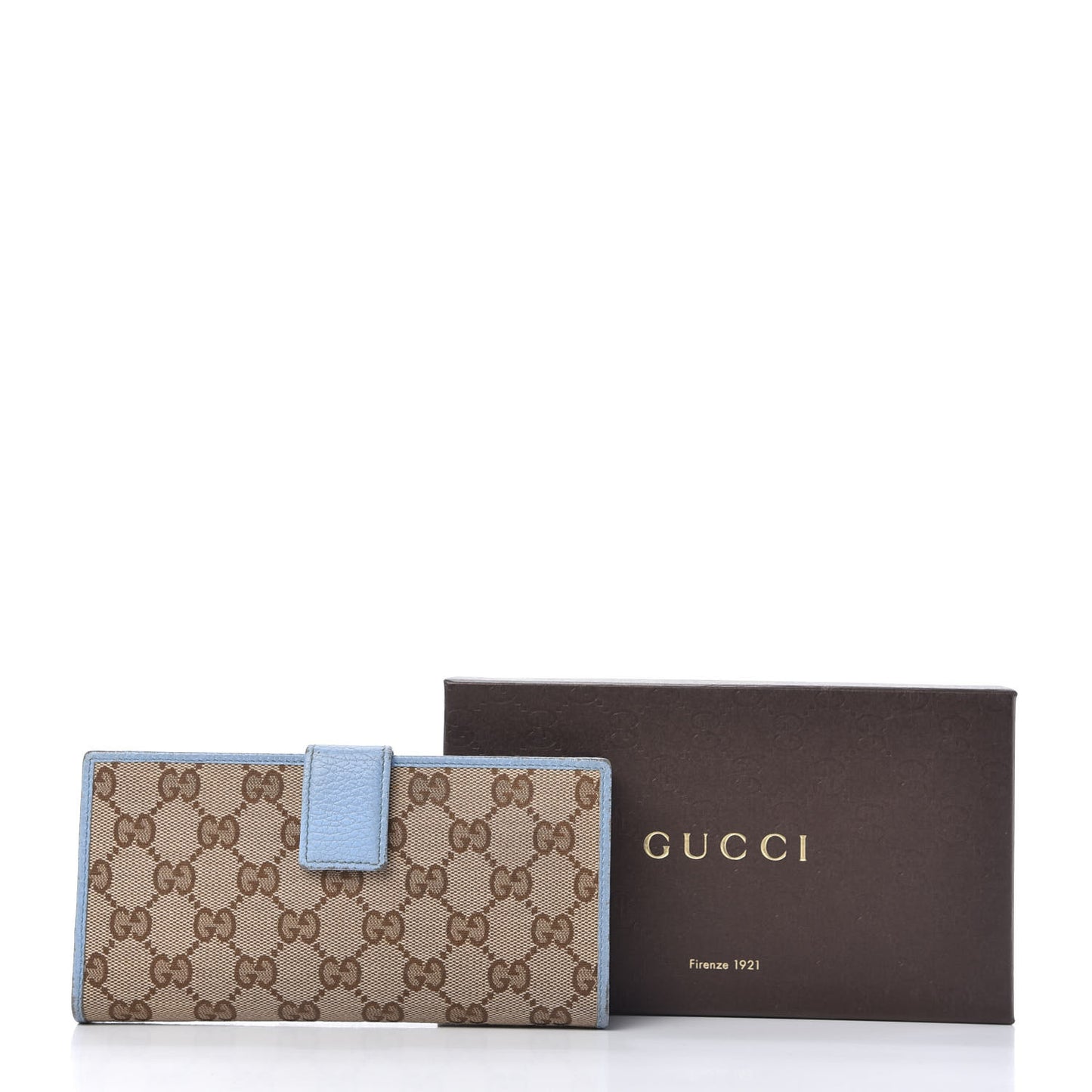 GG Plus Monogram Continental Flap Wallet Blue