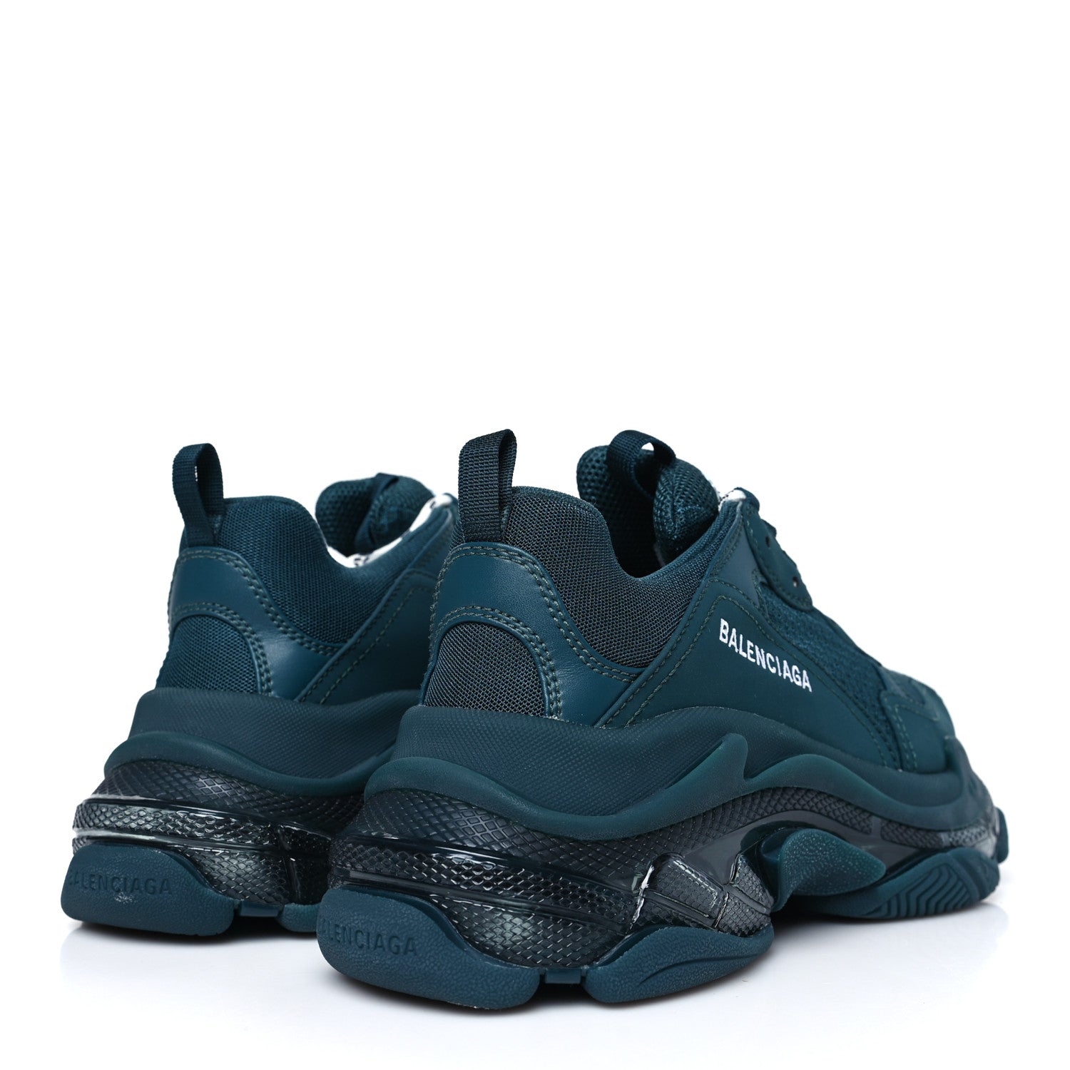 Balenciaga Fabric Mesh Clear Sole Fluo Mens Triple S Sneakers 40 Dark Green 5 of 8