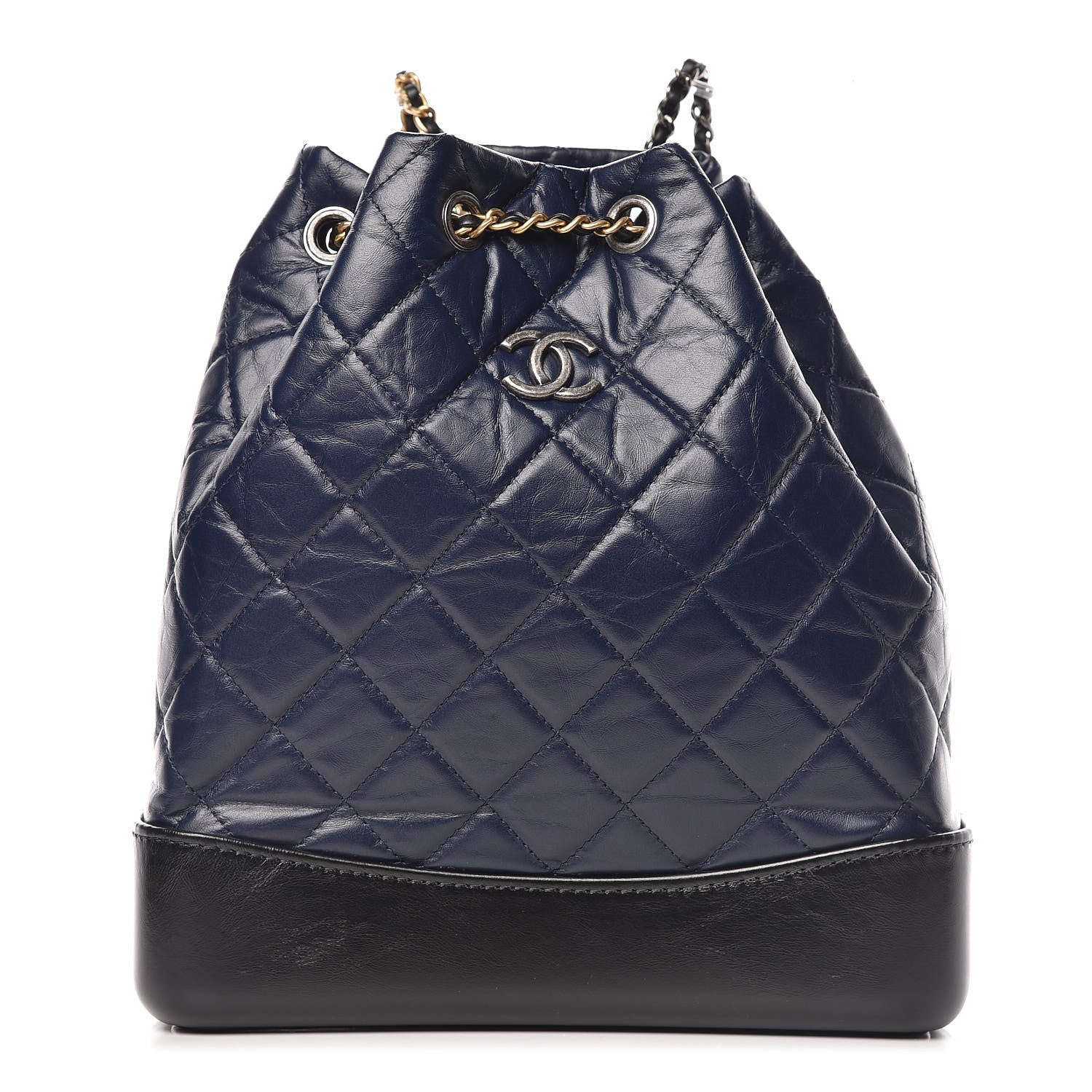 Chanel Aged Calfskin Quilted Gabrielle Backpack Navy Black 1 of 10