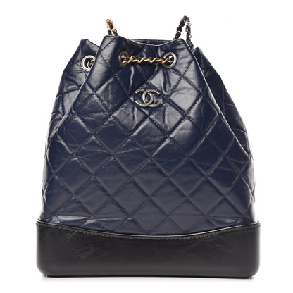 Chanel Aged Calfskin Quilted Gabrielle Backpack Navy Black 1 of 10