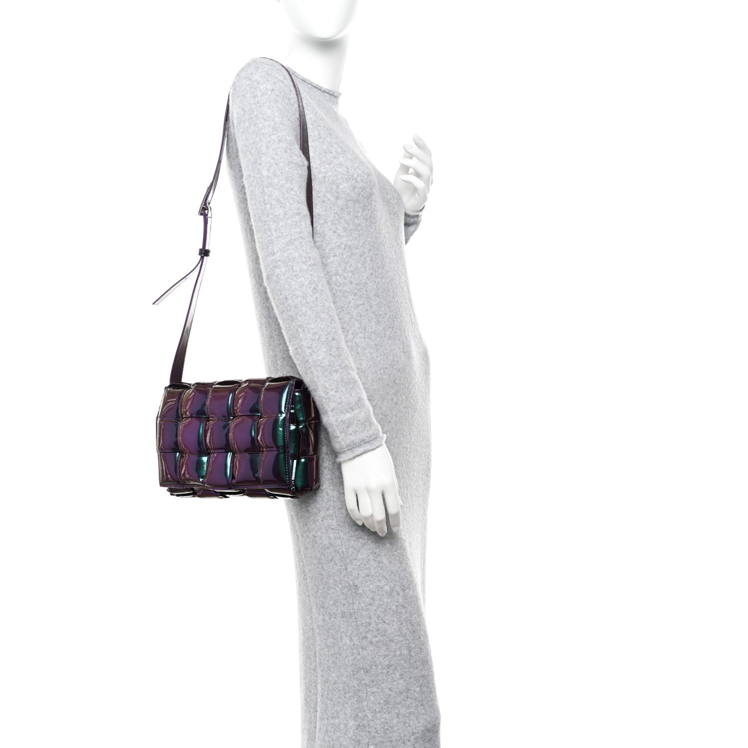 Bottega Veneta Glossy Nail Polish Nappa Maxi Intreccio Padded Cassette Crossbody Bag Holographic 2 of 9